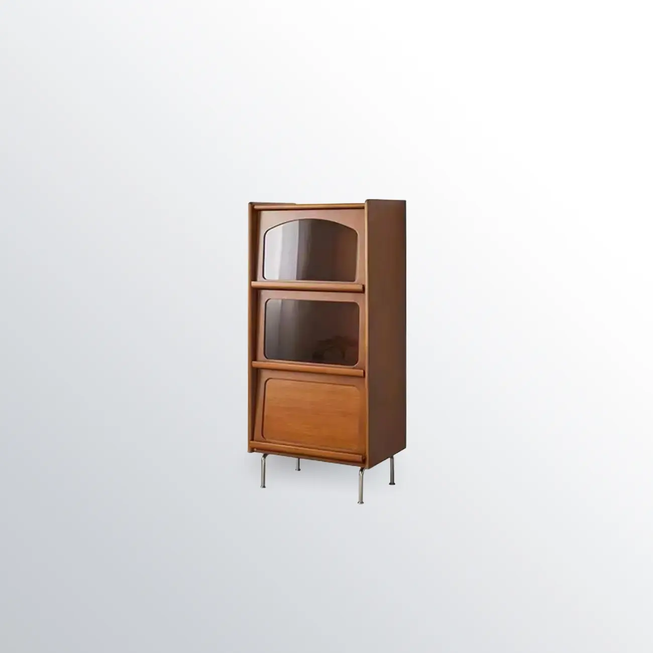 50" Modern Pine Wood Storage Cabinet with Glass Door Image - 4 | homeyfad