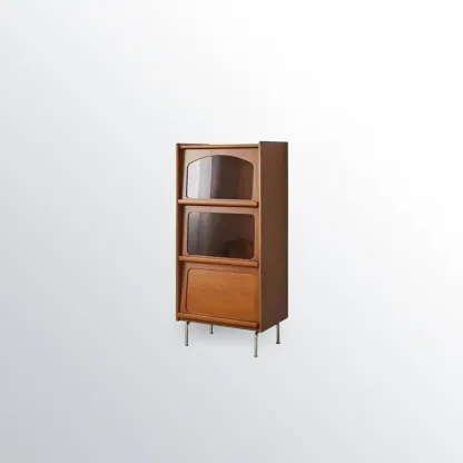 50" Modern Pine Wood Storage Cabinet with Glass Door Image - 4