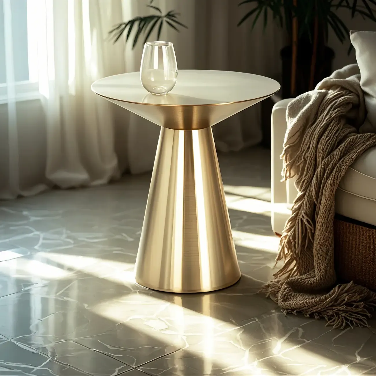 Minimalist Modern Silver Metal Side Table for Living Room Image - 3