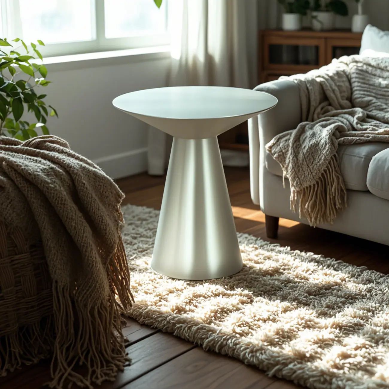Minimalist Modern Silver Metal Side Table for Living Room Image - 1 | homeyfad