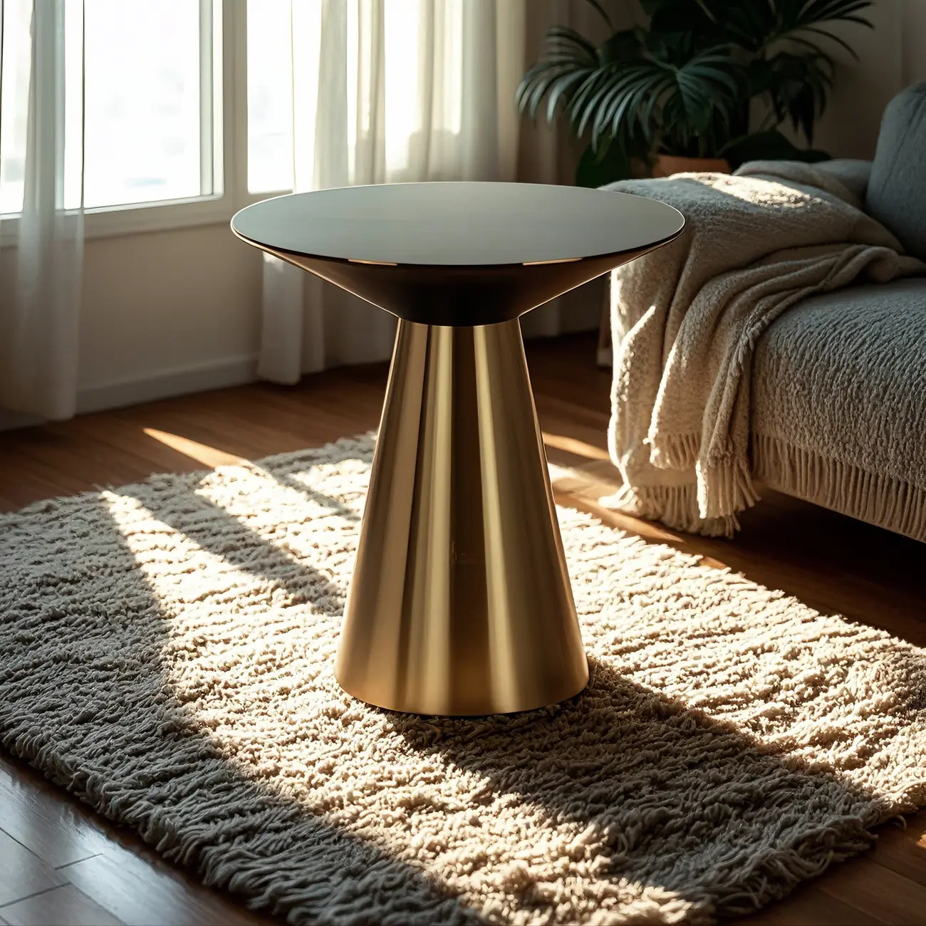 Minimalist Modern Silver Metal Side Table for Living Room Image - 2 | homeyfad