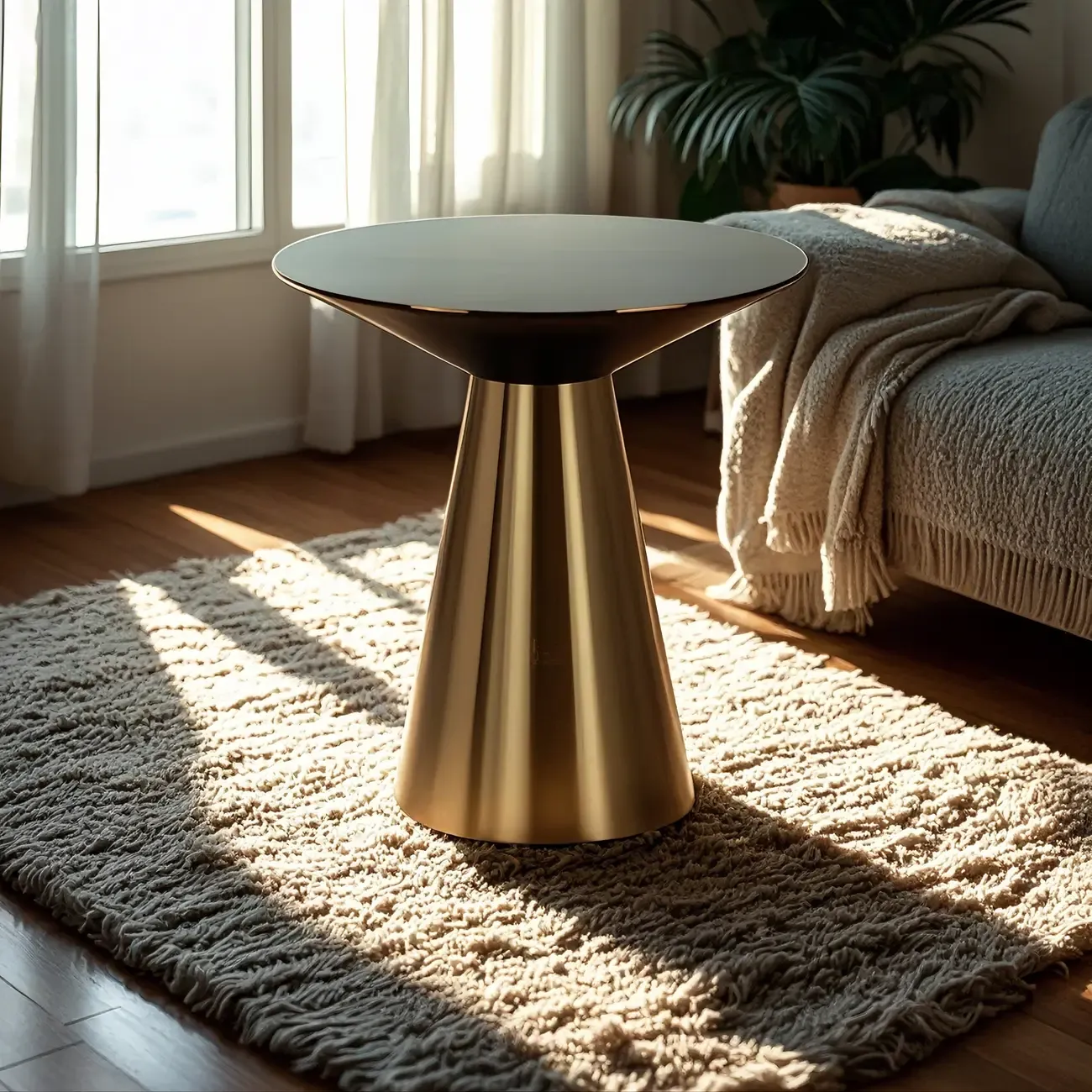 Minimalist Modern Silver Metal Side Table for Living Room Image - 2