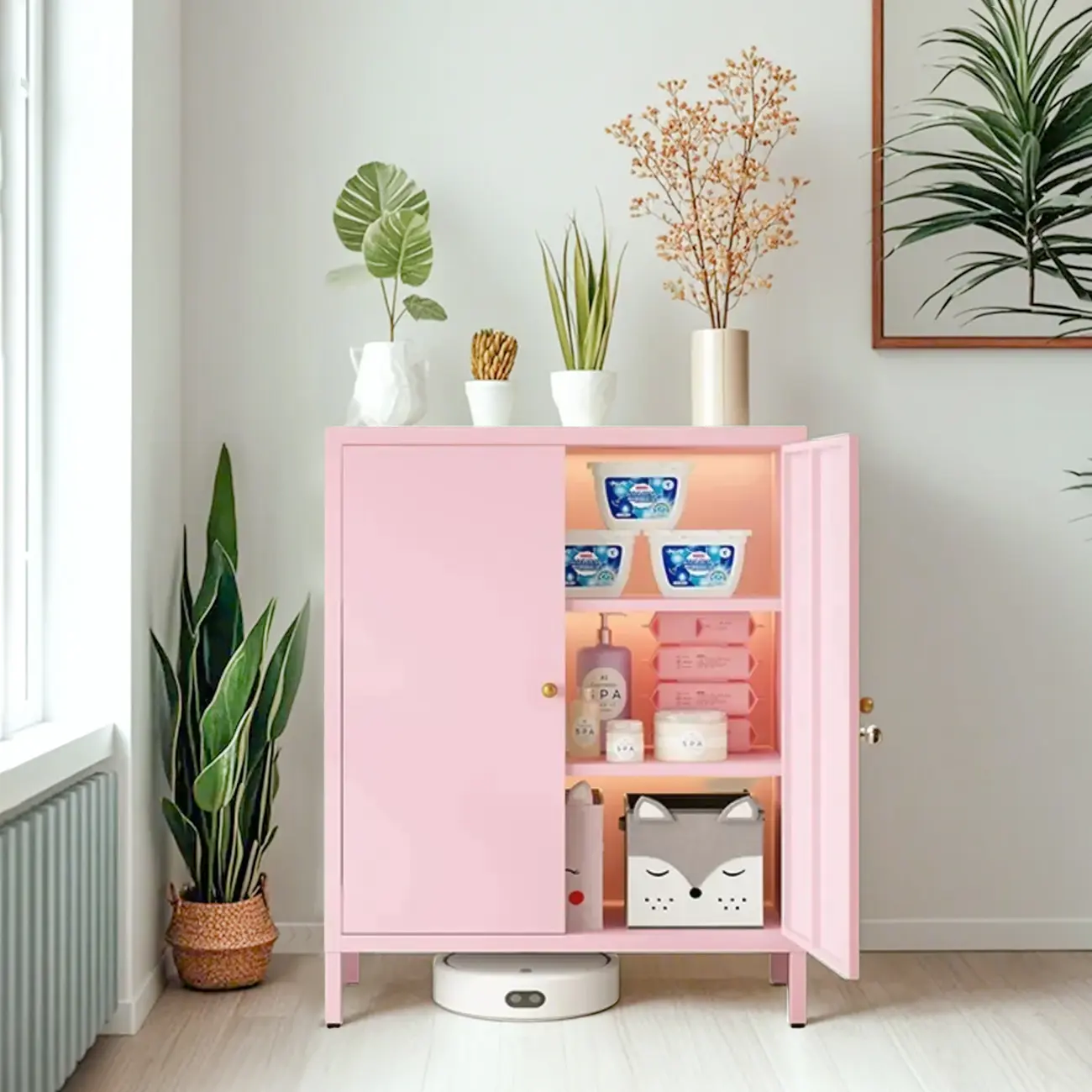 3/4 Shelves Wooden Storage Cabinet with Standard Length Image - 8 | homeyfad