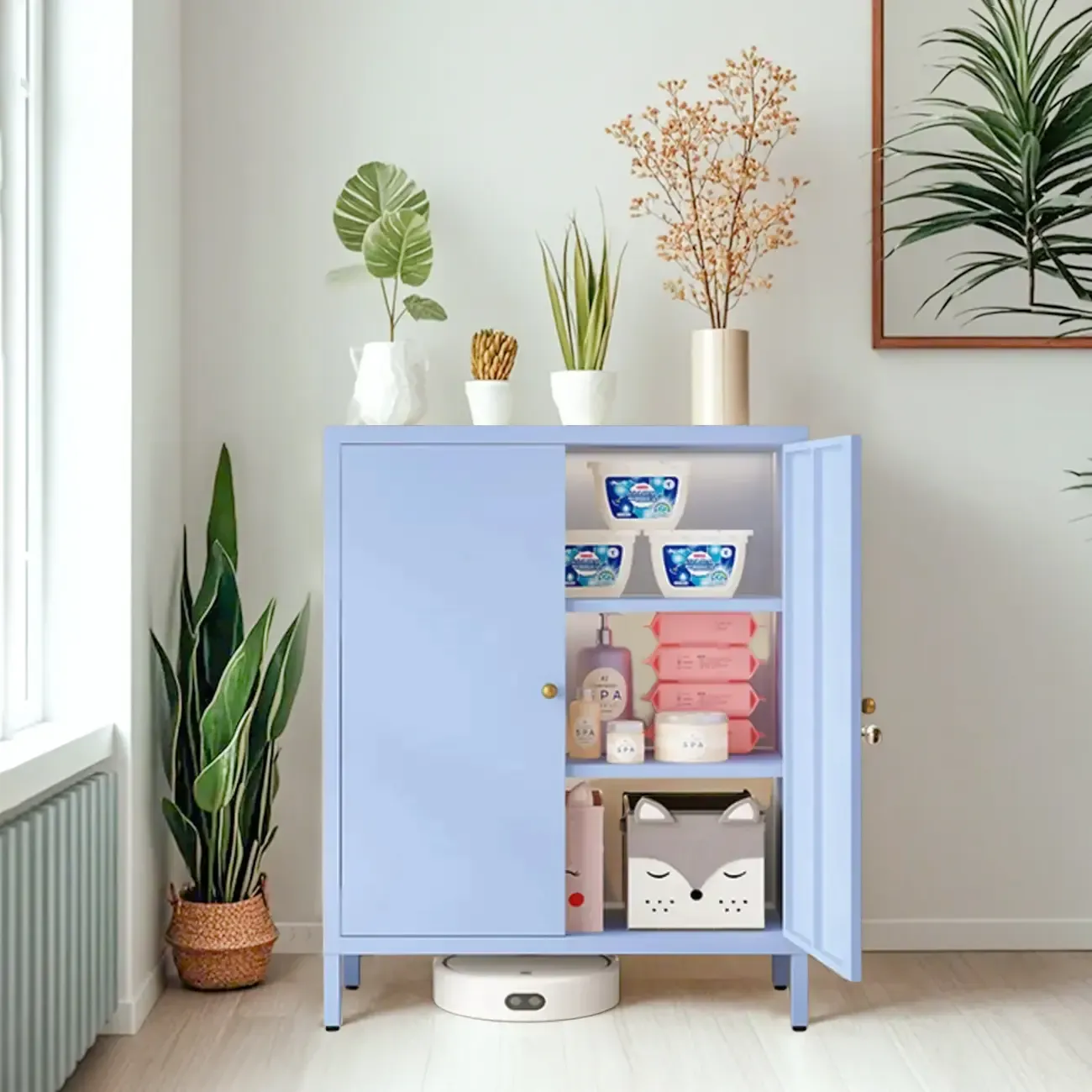 3/4 Shelves Wooden Storage Cabinet with Standard Length Image - 10