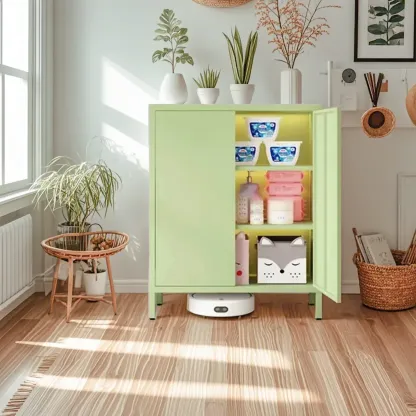 3/4 Shelves Wooden Storage Cabinet with Standard Length Image - 9