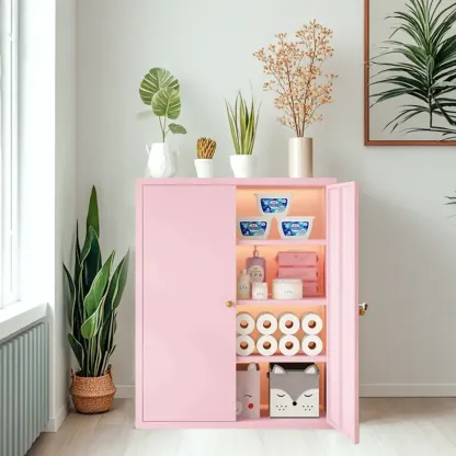 3/4 Shelves Wooden Storage Cabinet with Standard Length Image - 7