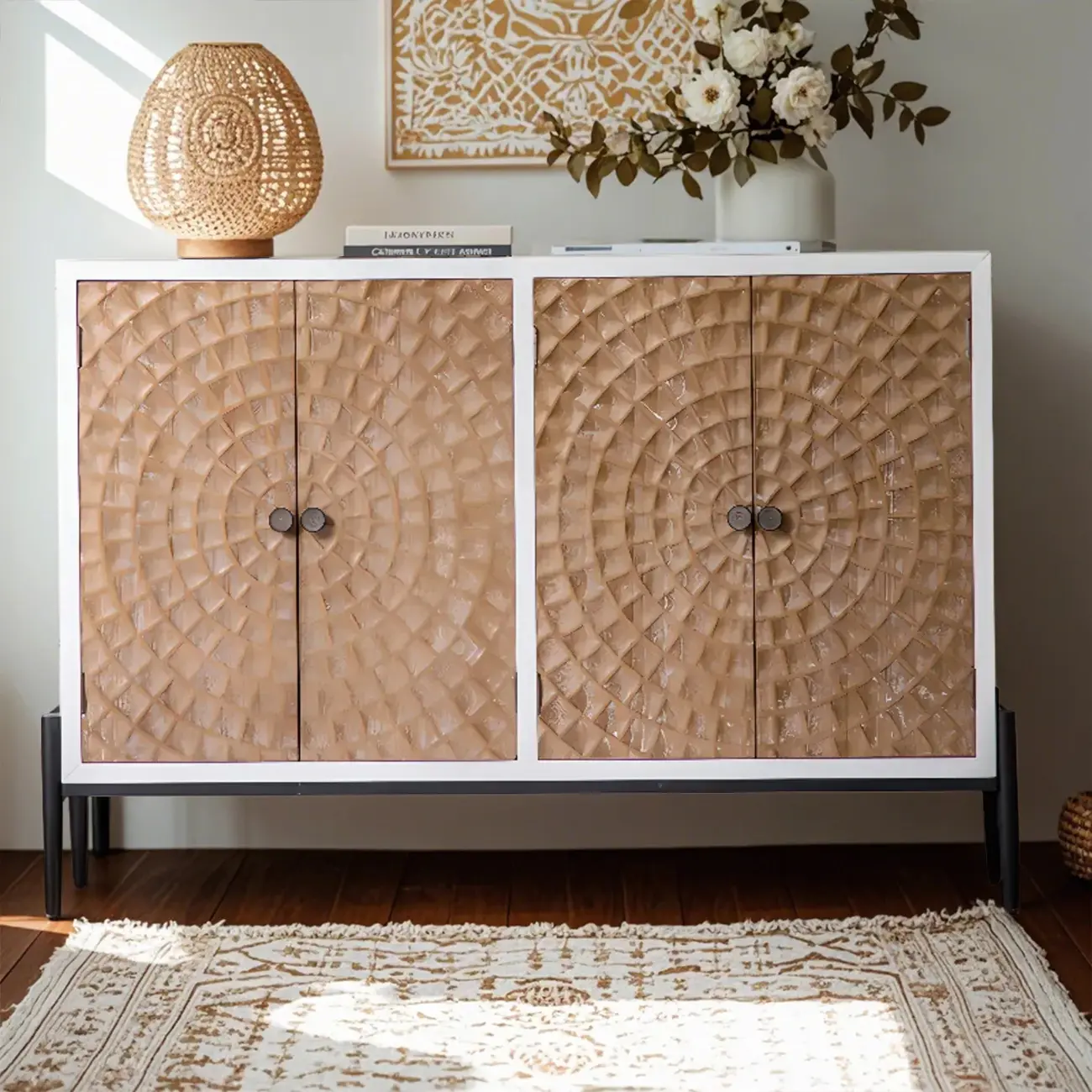 Rustic Accent Cabinet for Sitting Room with Natural Finish Image - 6 | homeyfad