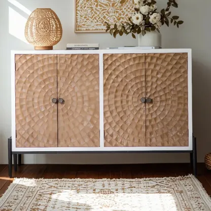 Rustic Accent Cabinet for Sitting Room with Natural Finish Image - 6