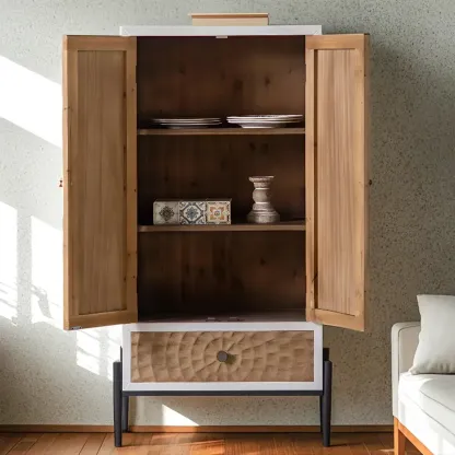 Rustic Accent Cabinet for Sitting Room with Natural Finish Image - 8