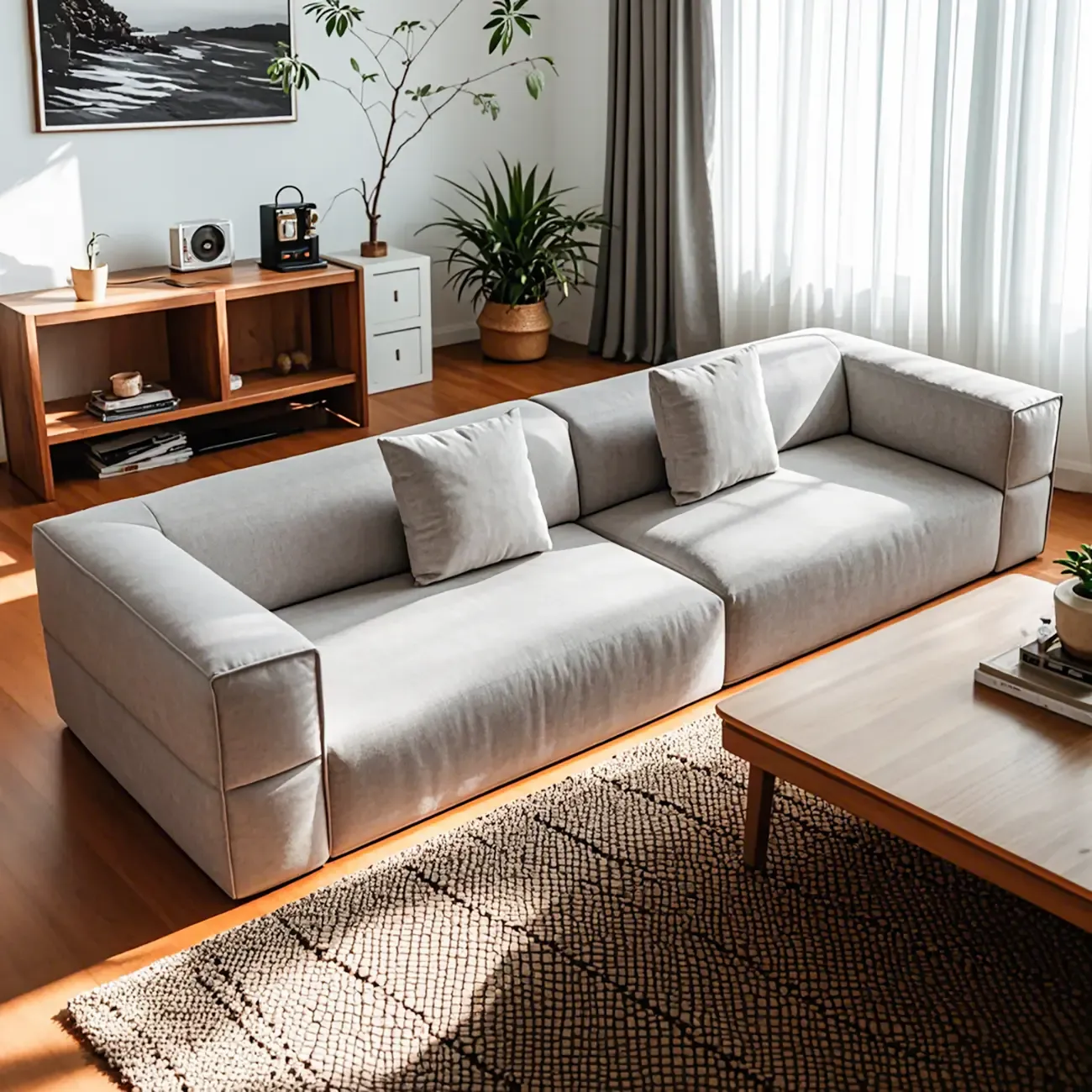 110" L Modern Sherpa Upholstered Tuxedo Sofa for Home Image - 4