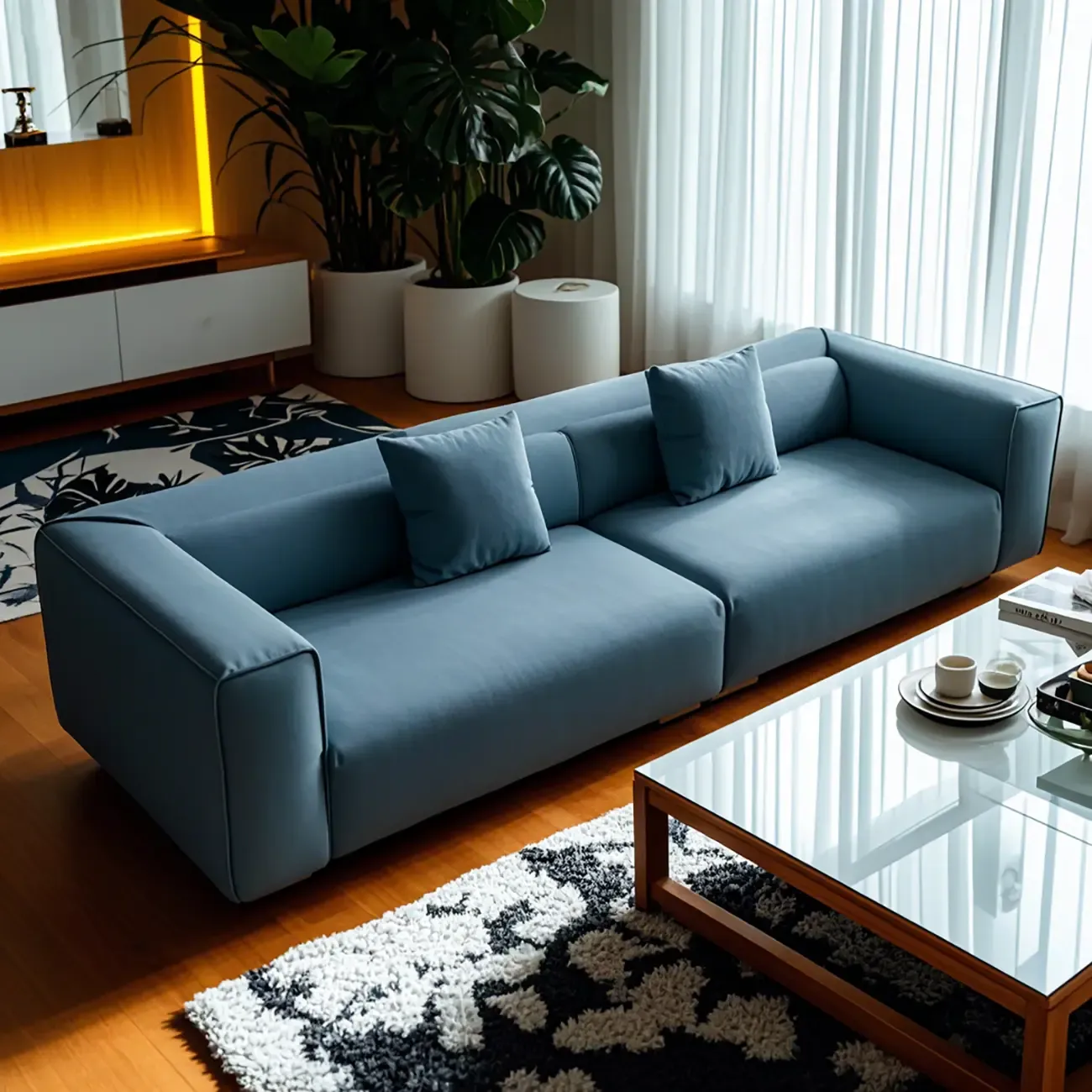110" L Modern Sherpa Upholstered Tuxedo Sofa for Home Image - 6