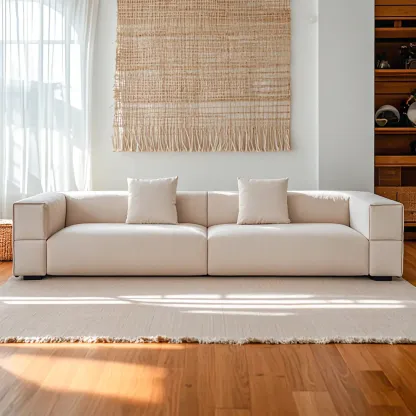110" L Modern Sherpa Upholstered Tuxedo Sofa for Home Image - 3