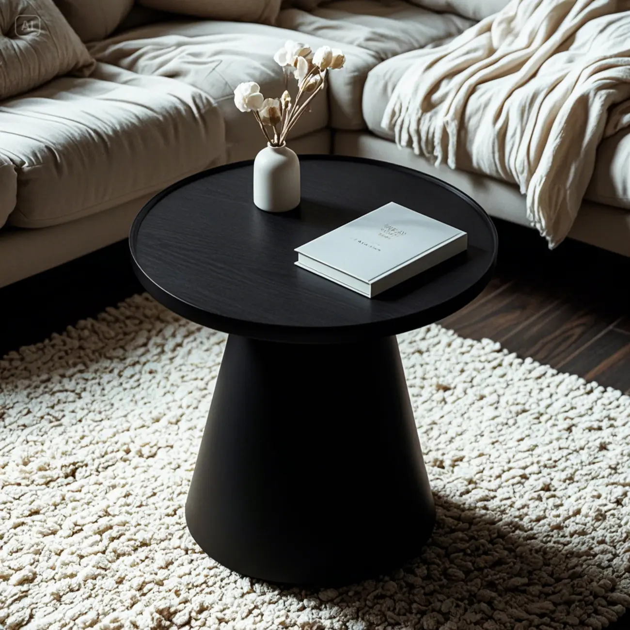 Modern Round Brown Solid Wood End Table for Living Room Image - 8 | homeyfad