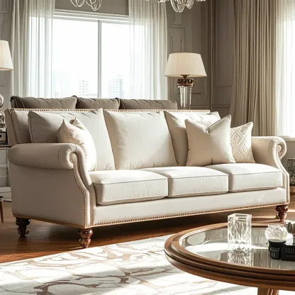 Modern Fabric Chenille Chesterfield Sofa in Blackish Green Image - 1