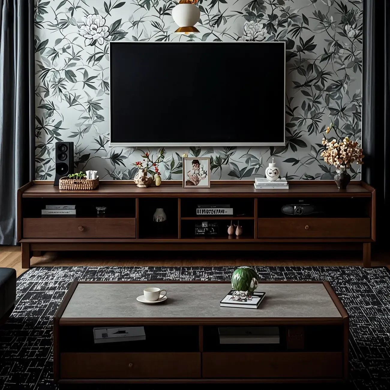 Modern Natural Wood TV Stand with Open Storage for Living Room - HomeyFad