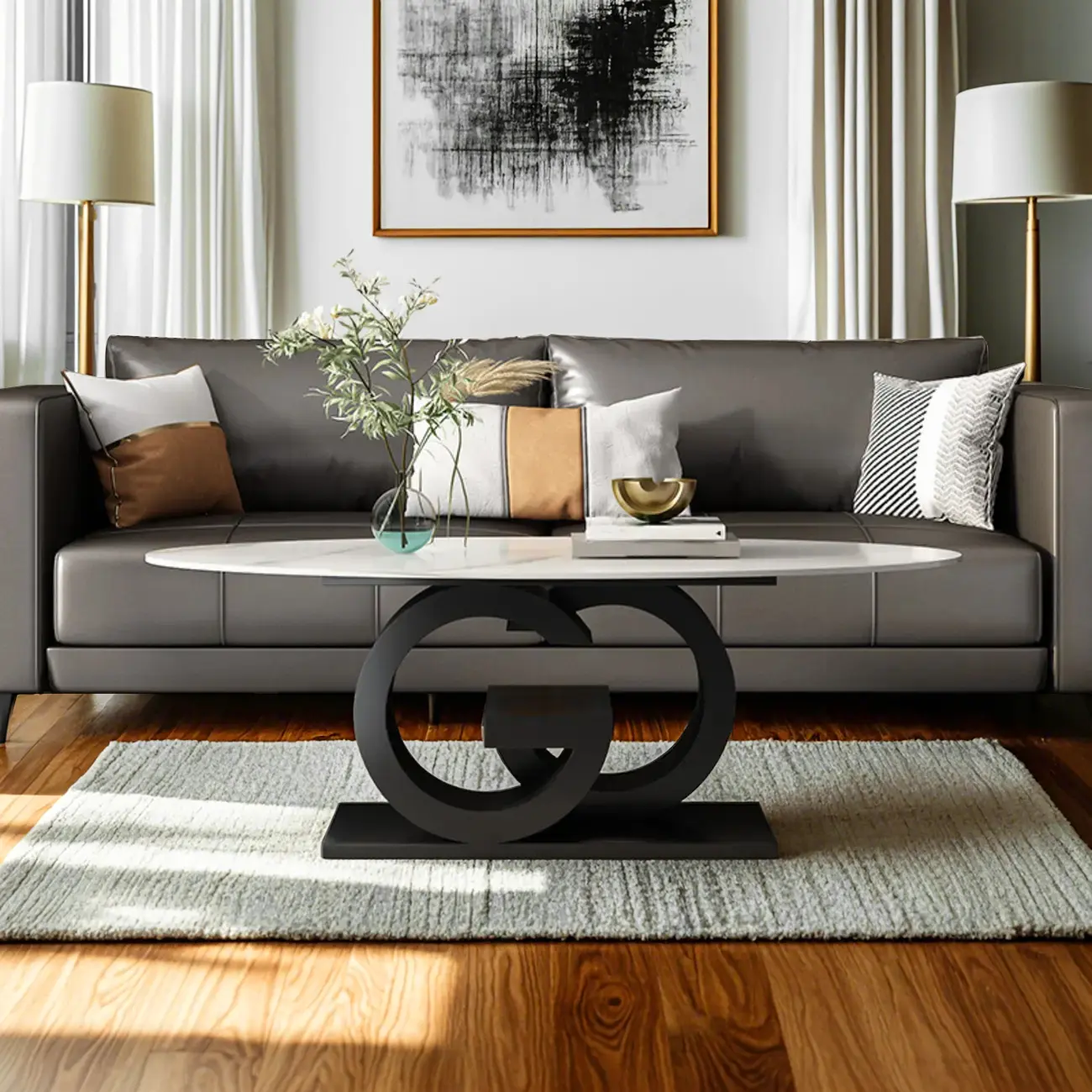 Modern White Oval Coffee Table with in a Unique Style Image - 2 | homeyfad