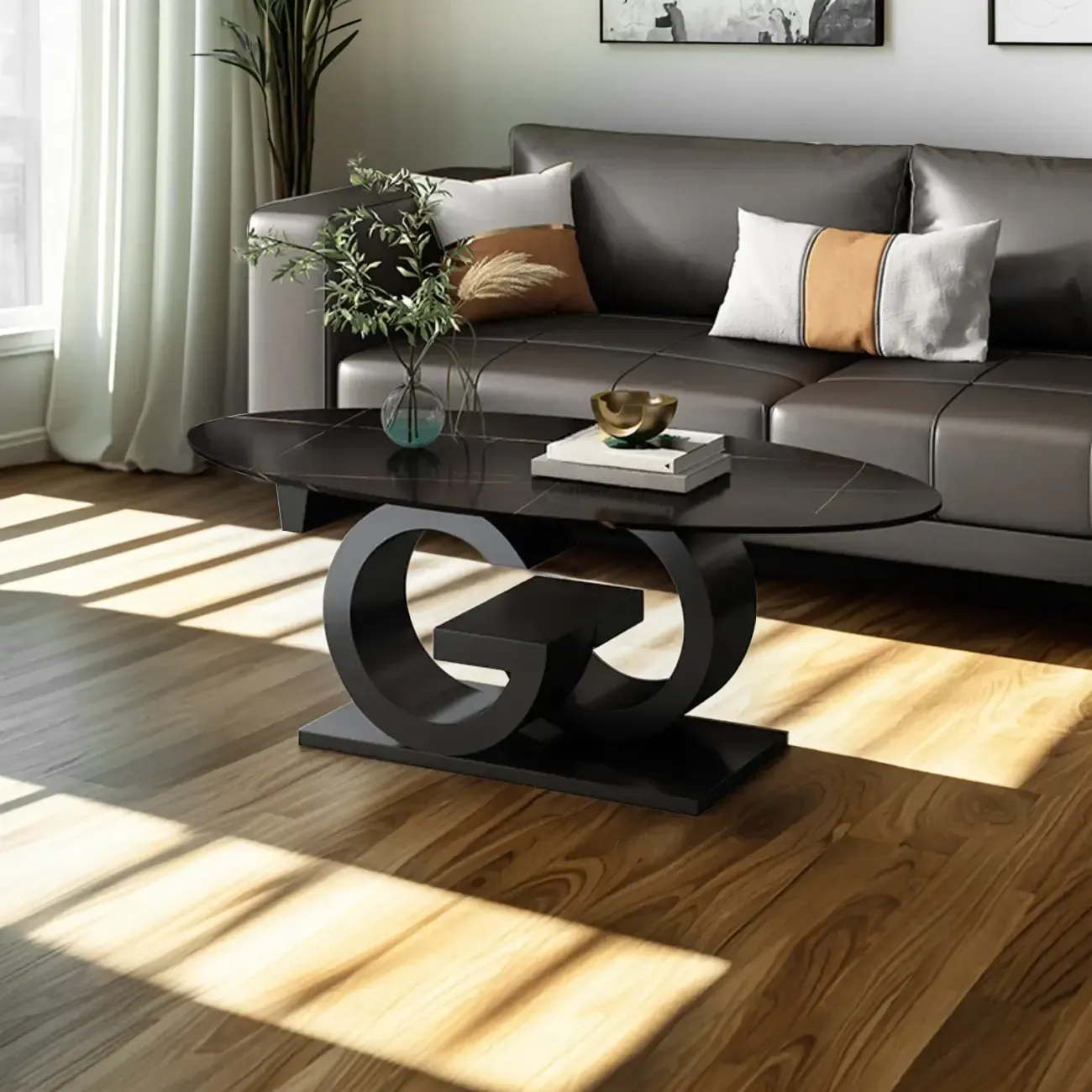 Modern White Oval Coffee Table with in a Unique Style Image - 4
