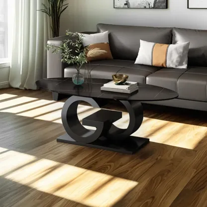 Modern White Oval Coffee Table with in a Unique Style Image - 4