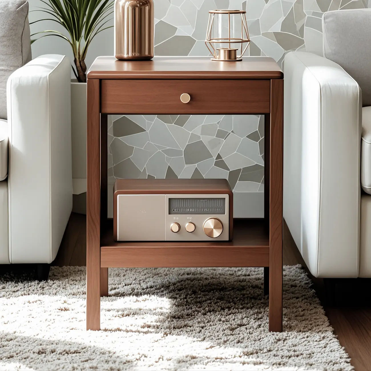 Modern Brown Wood End Table with Storage for Living Room Image - 2 | homeyfad