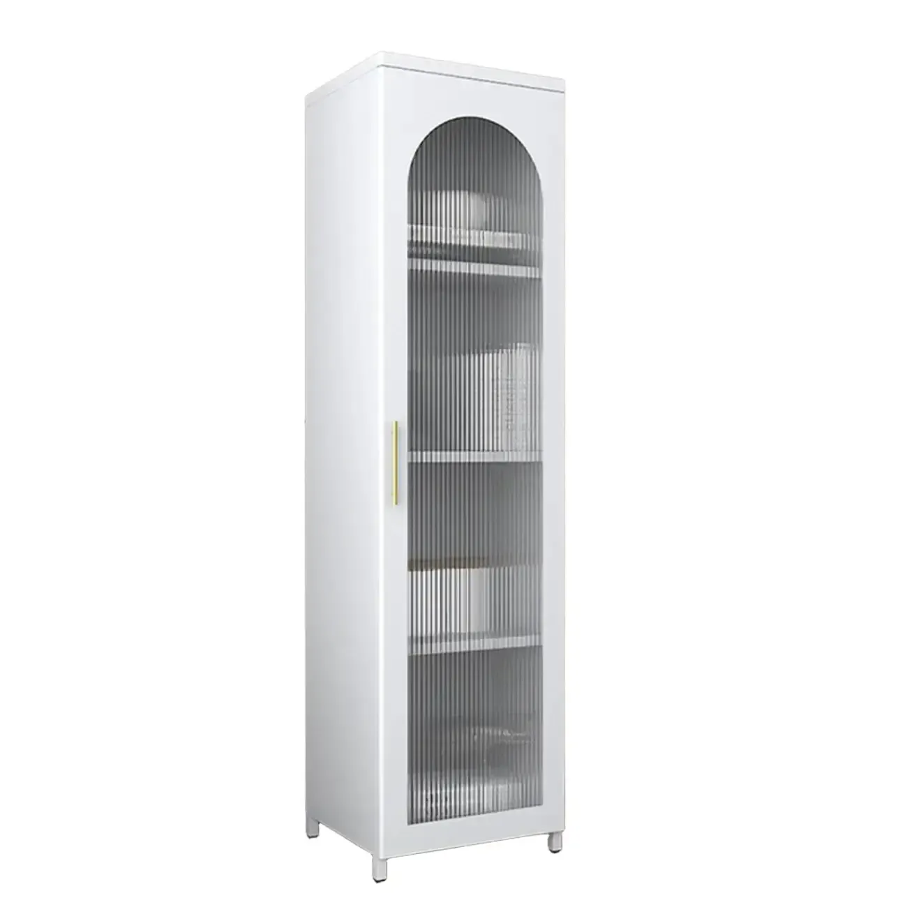 Modern Metal Vertical Storage Cabinet with Glass Doors Image - 30