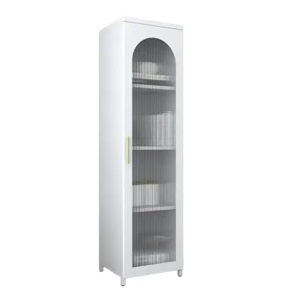 Modern Metal Vertical Storage Cabinet with Glass Doors Image - 30