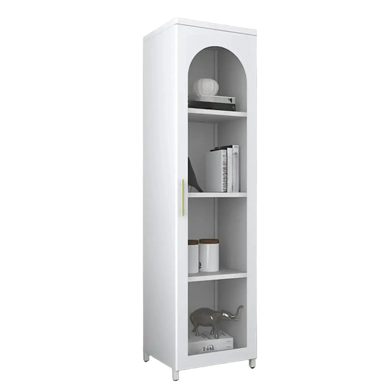 Modern Metal Vertical Storage Cabinet with Glass Doors Image - 31 | homeyfad