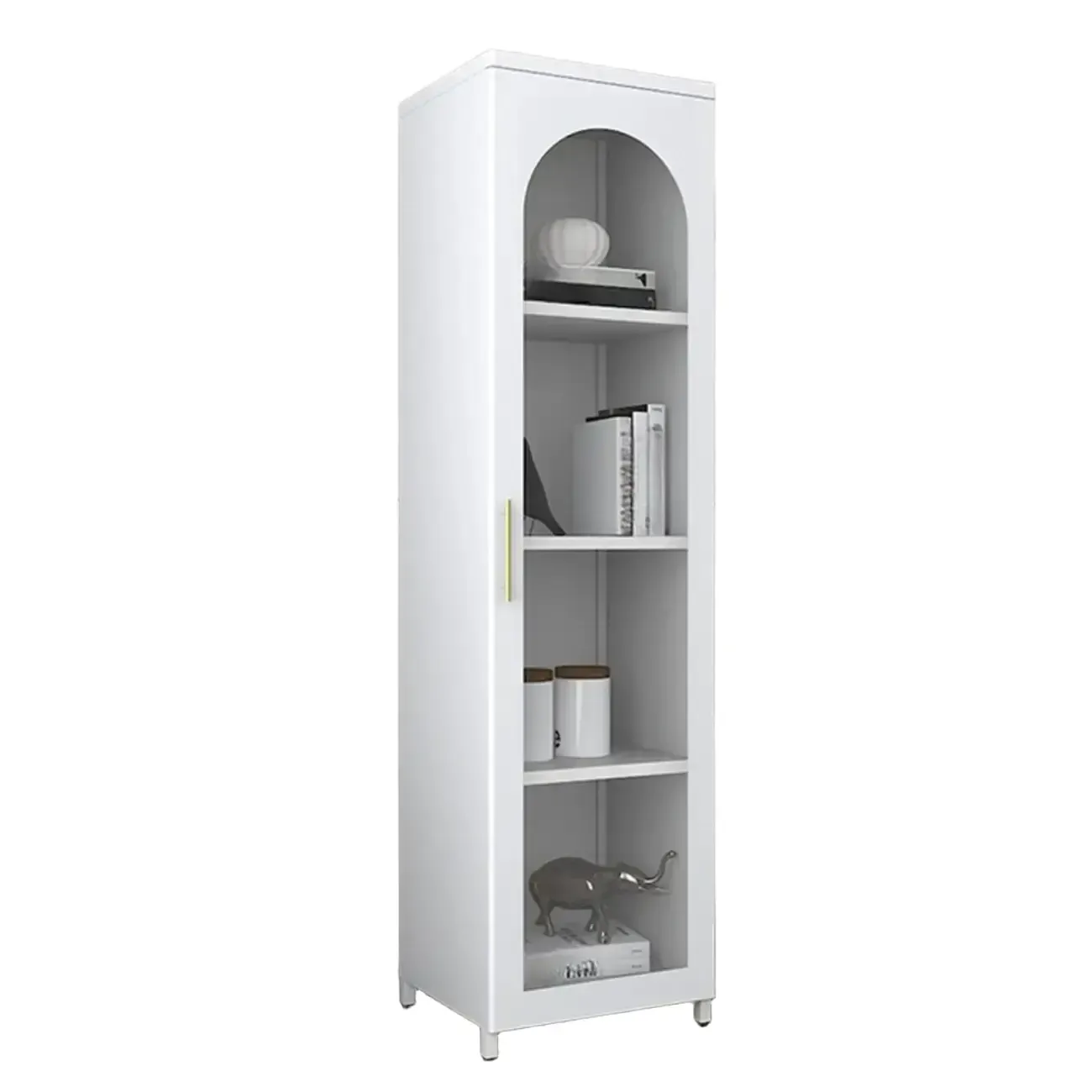 Modern Metal Vertical Storage Cabinet with Glass Doors Image - 31