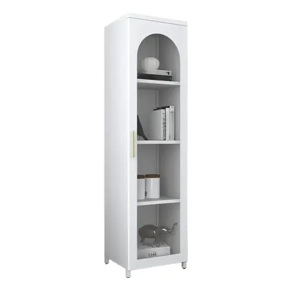 Modern Metal Vertical Storage Cabinet with Glass Doors Image - 31