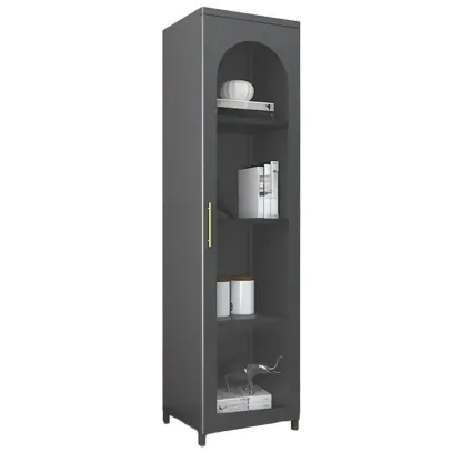 Modern Metal Vertical Storage Cabinet with Glass Doors Image - 32