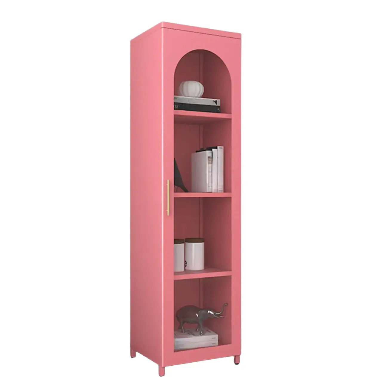 Modern Metal Vertical Storage Cabinet with Glass Doors Image - 33 | homeyfad