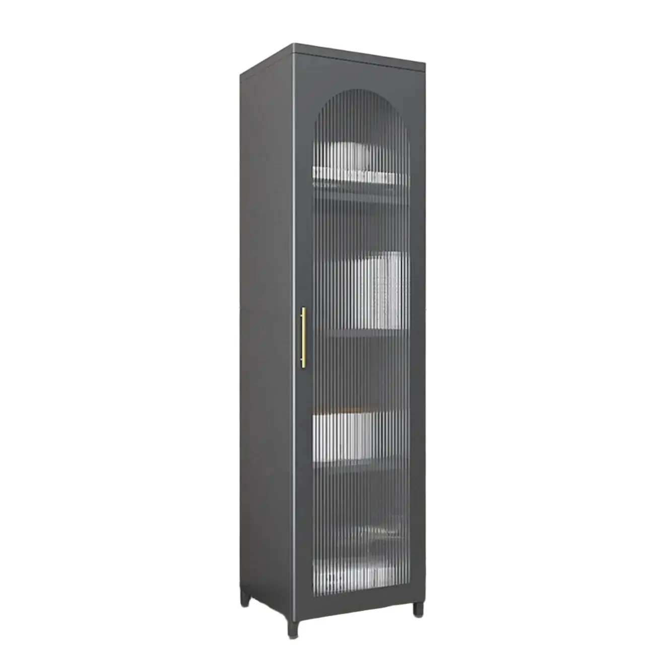 Modern Metal Vertical Storage Cabinet with Glass Doors Image - 34 | homeyfad