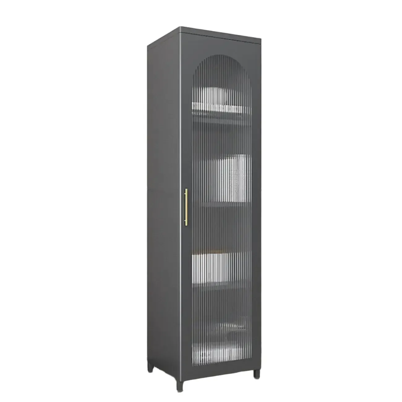 Modern Metal Vertical Storage Cabinet with Glass Doors Image - 34