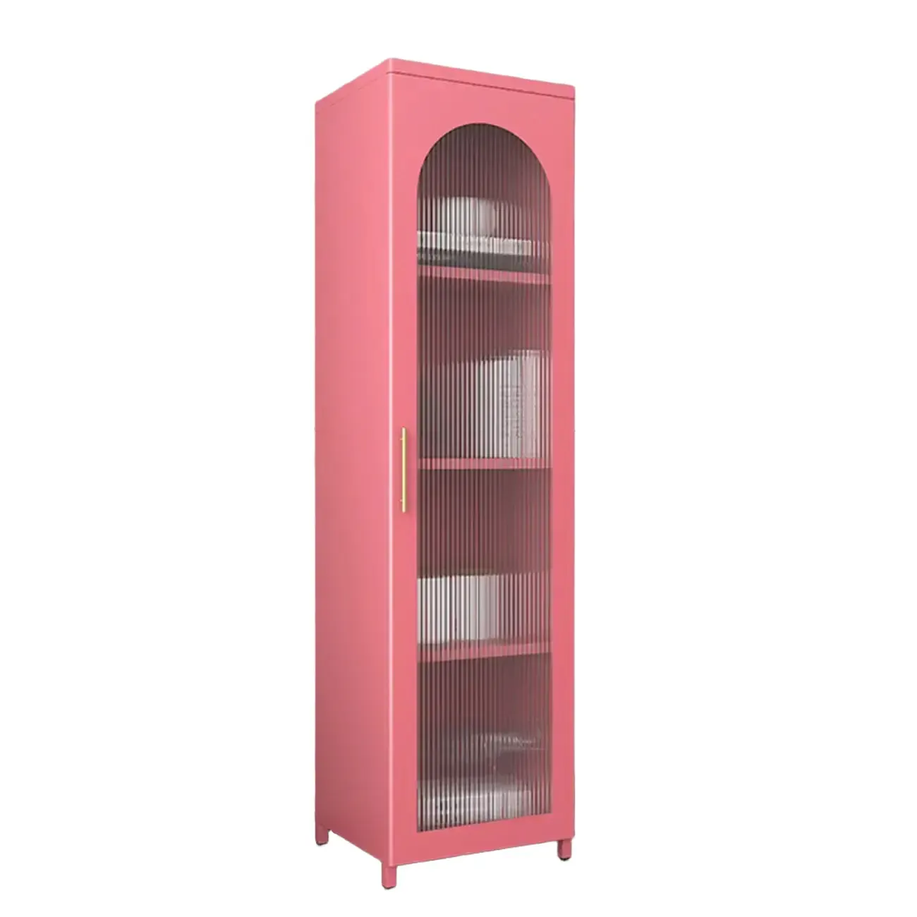 Modern Metal Vertical Storage Cabinet with Glass Doors Image - 35
