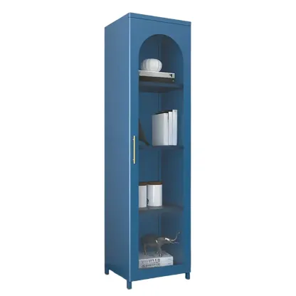 Modern Metal Vertical Storage Cabinet with Glass Doors Image - 36