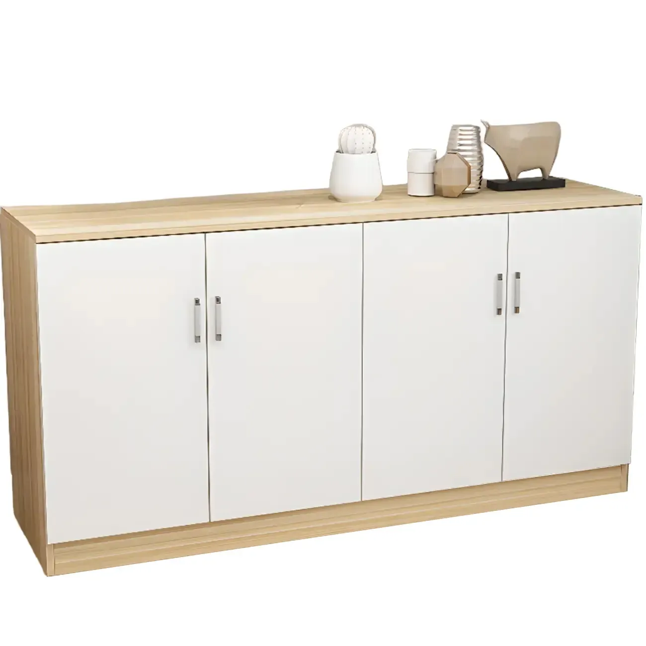 Wooden Freestanding Rectangle Storage Cabinet - Modern Design Image - 4