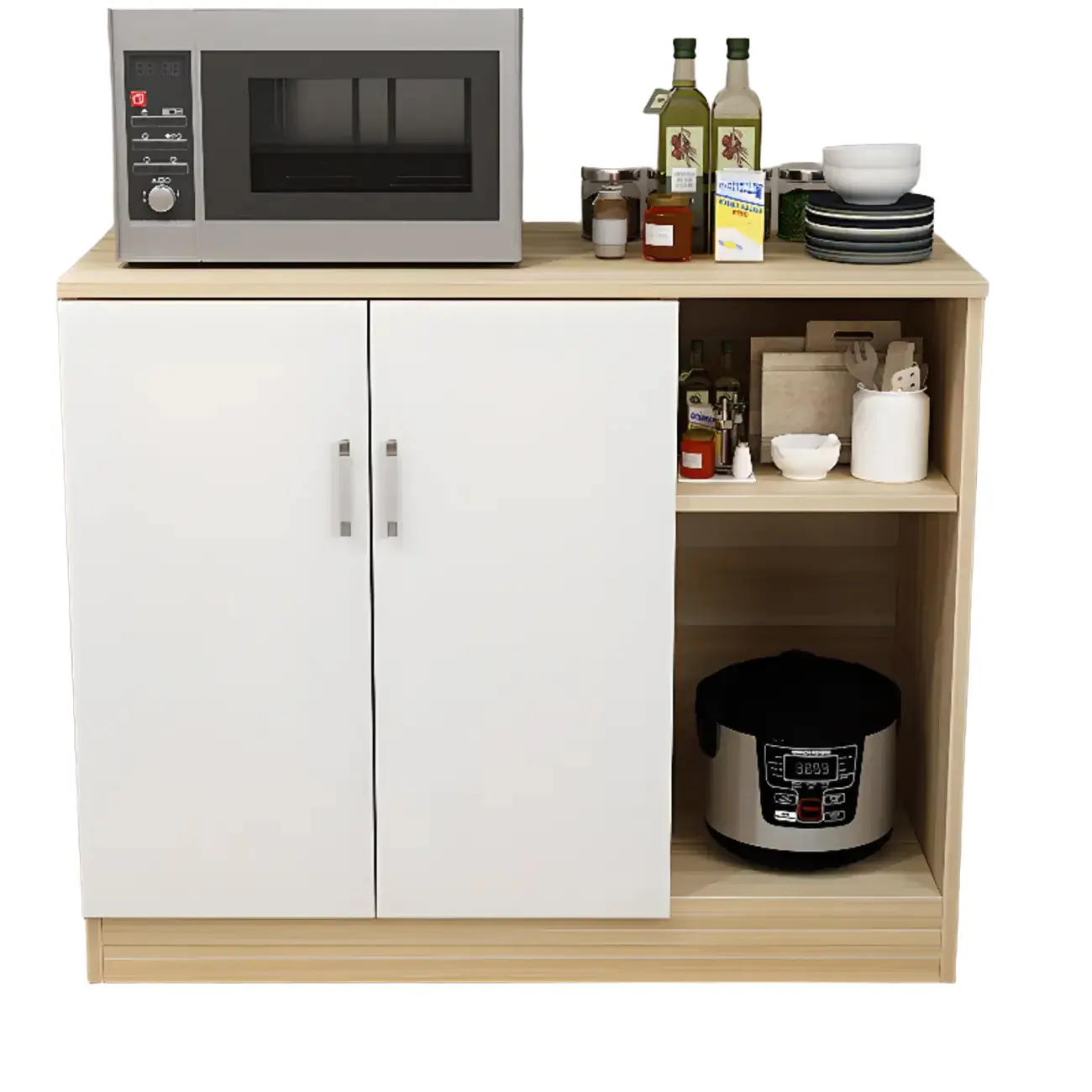 Wooden Freestanding Rectangle Storage Cabinet - Modern Design Image - 6 | homeyfad