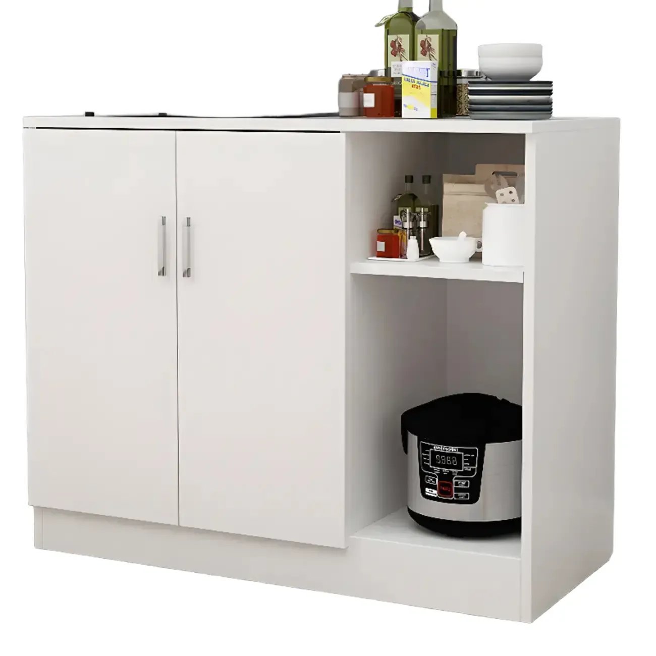 Wooden Freestanding Rectangle Storage Cabinet - Modern Design Image - 16