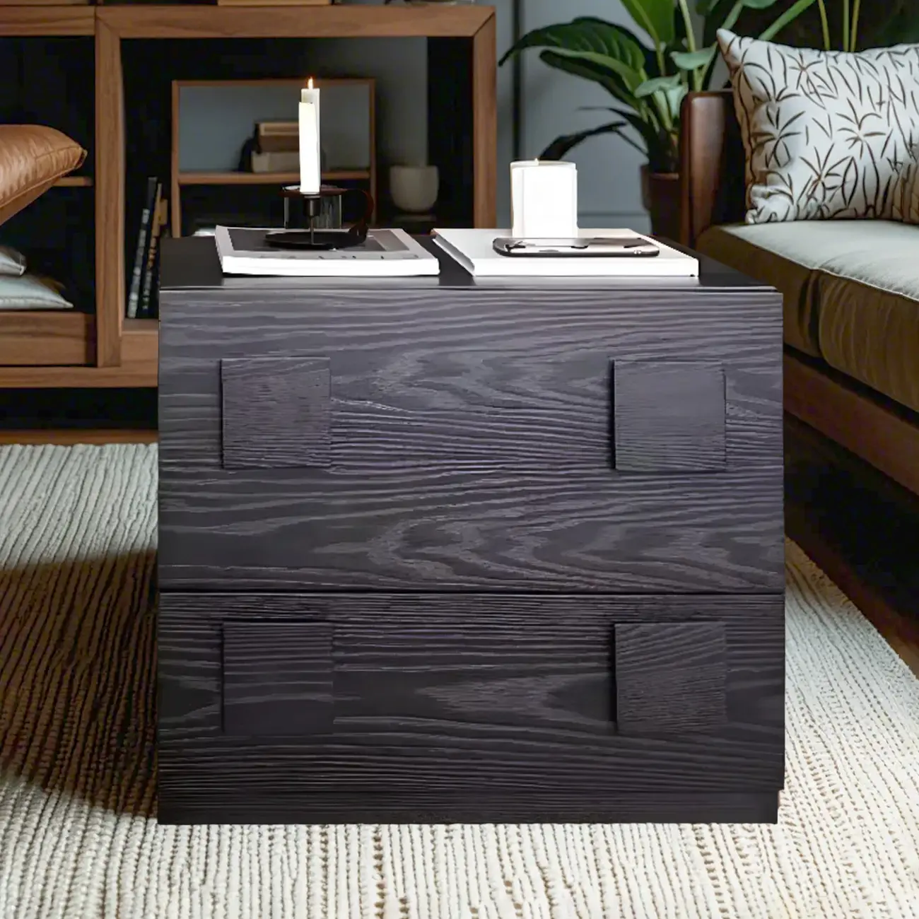 Modern Wooden Matte Black Storage Cabinet for Bathroom  Image - 11 | homeyfad