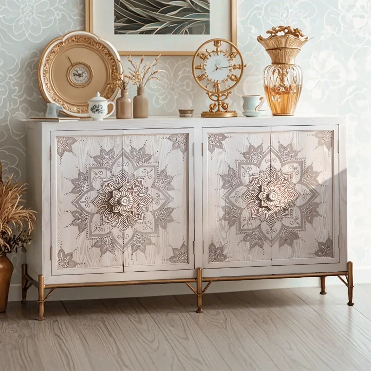 Rustic Wooden Free-standing Storage Cabinet for Living Room Image - 1 | homeyfad