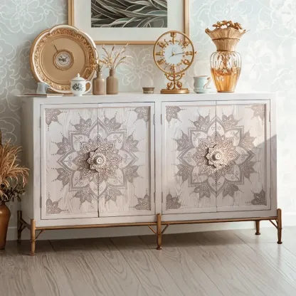 Rustic Wooden Free-standing Storage Cabinet for Living Room Image - 1