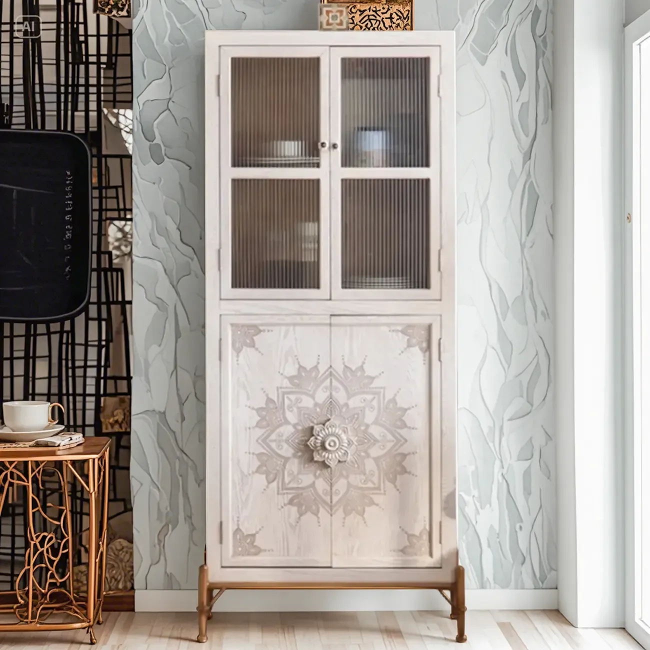 Rustic Wooden Free-standing Storage Cabinet for Living Room Image - 7