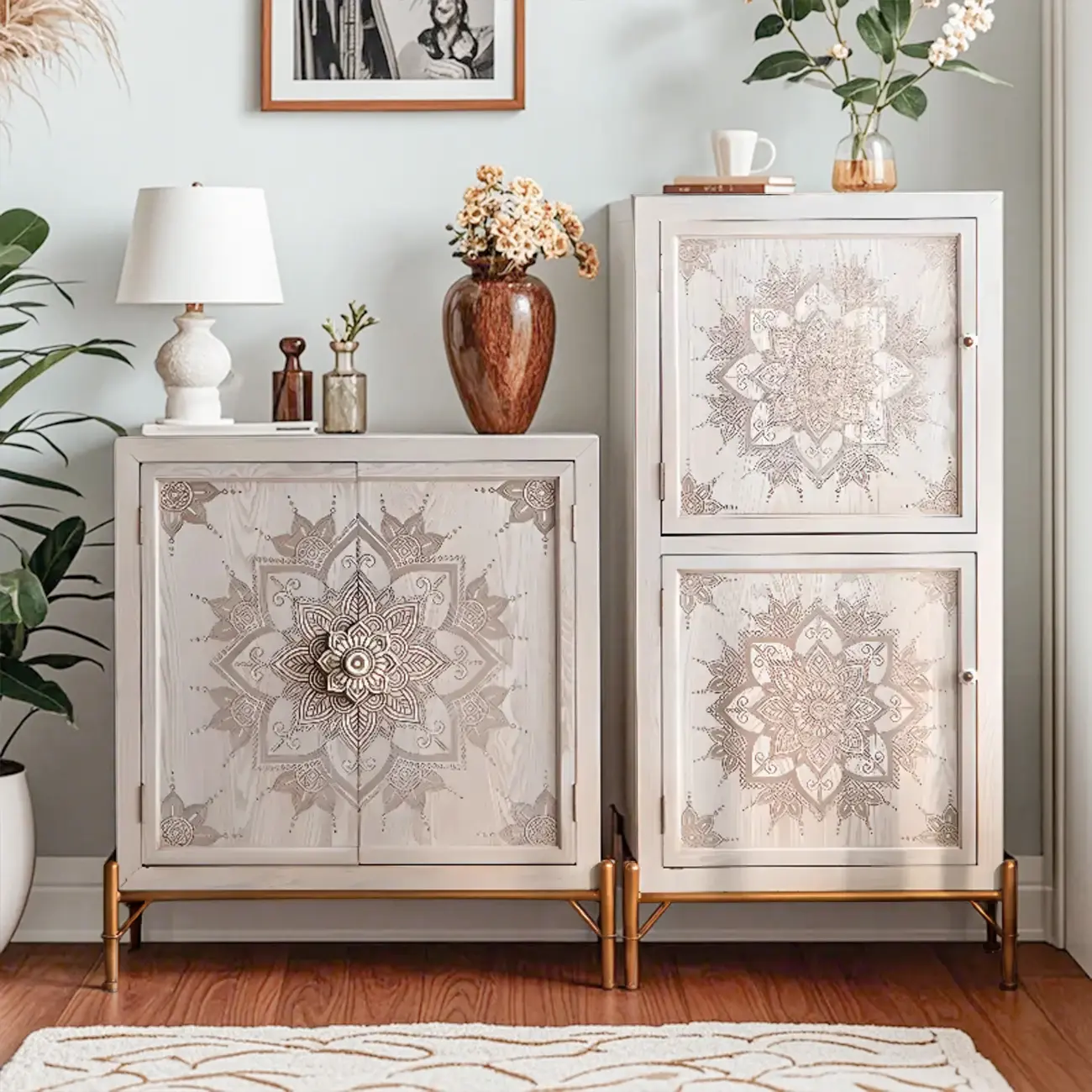 Rustic Wooden Free-standing Storage Cabinet for Living Room Image - 4 | homeyfad