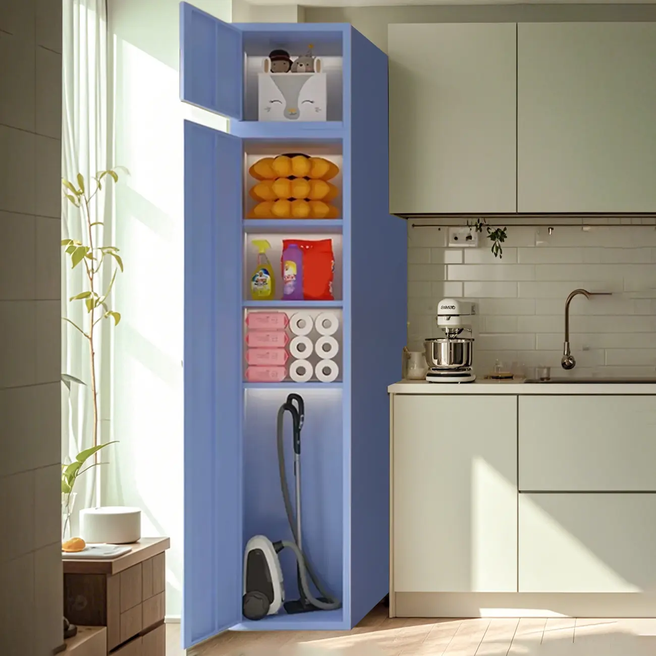 White Rectangle Accent Cabinet for Home Storage, Modern Style Image - 5 | homeyfad