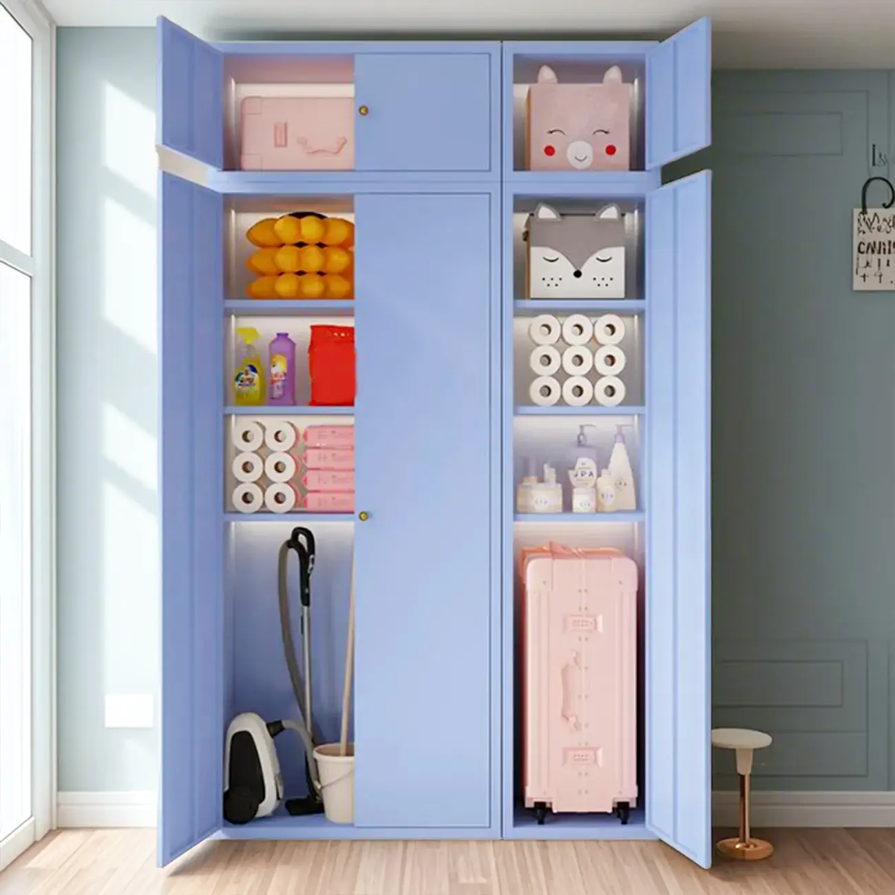 White Rectangle Accent Cabinet for Home Storage, Modern Style Image - 4 | homeyfad