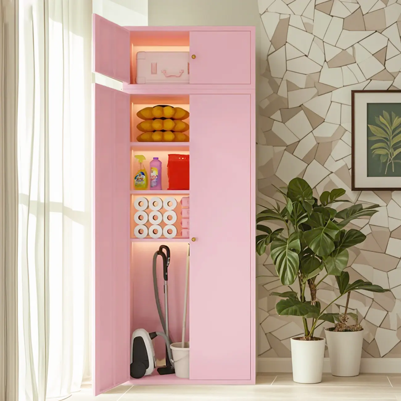 White Rectangle Accent Cabinet for Home Storage, Modern Style Image - 8 | homeyfad