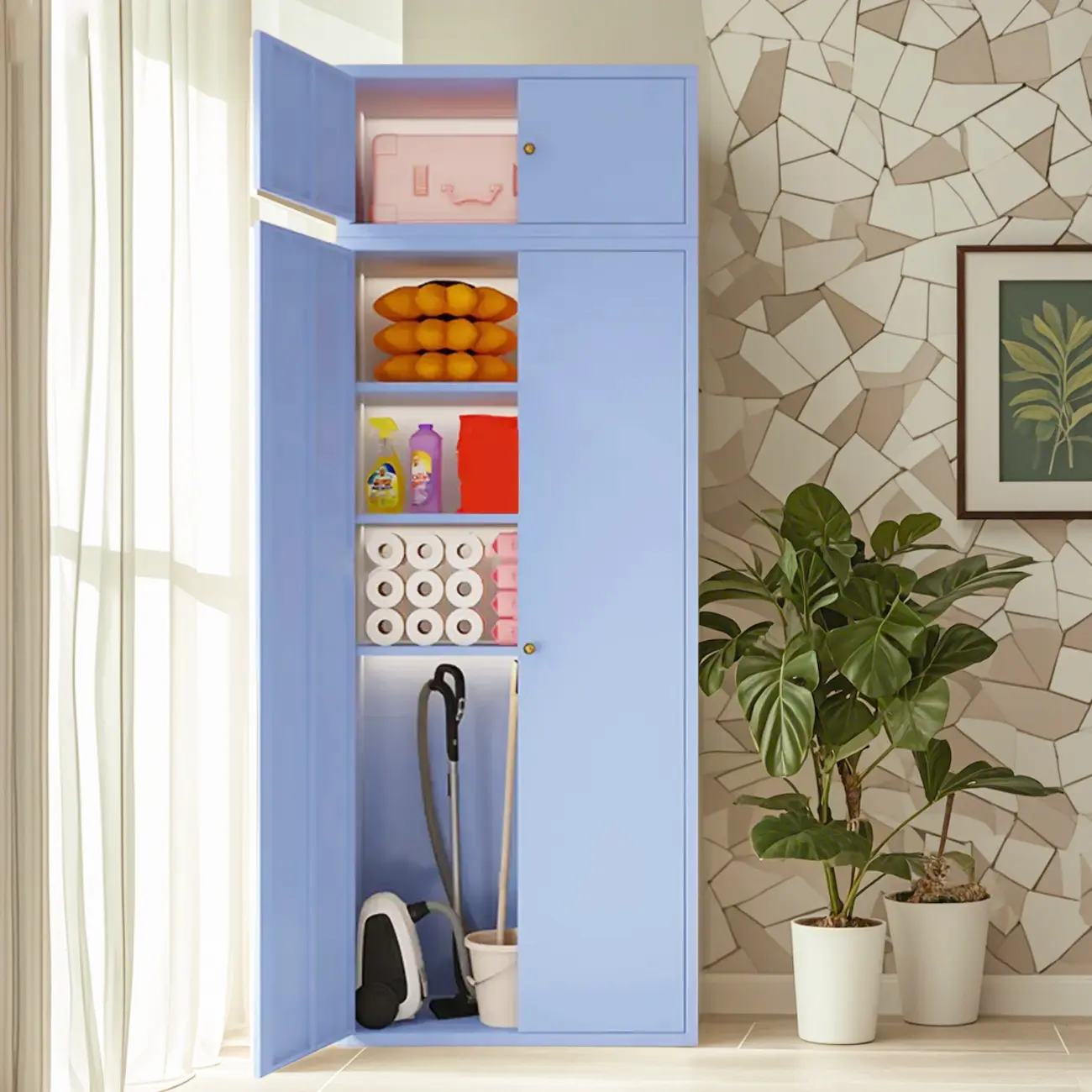 White Rectangle Accent Cabinet for Home Storage, Modern Style Image - 11 | homeyfad