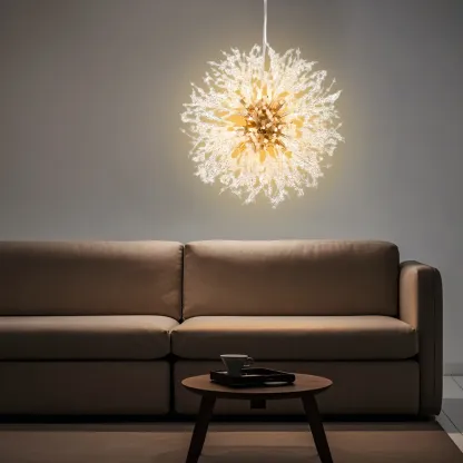 Modern Crystal Globe Chandelier with Starburst Design Image - 2