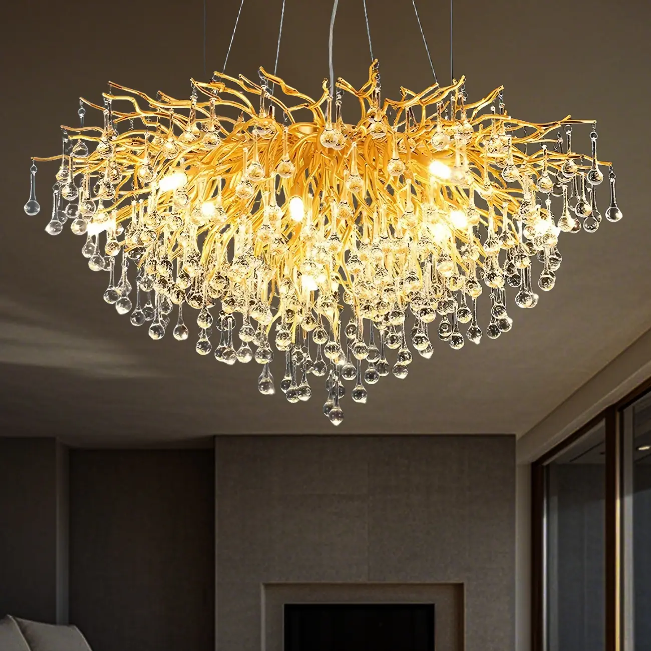 Modern Crystal Chandelier with Gold Branches for Dining Room Image - 2 | homeyfad