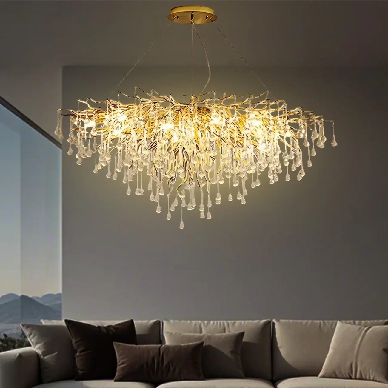 Modern Crystal Chandelier with Gold Branches for Dining Room Image - 3 | homeyfad