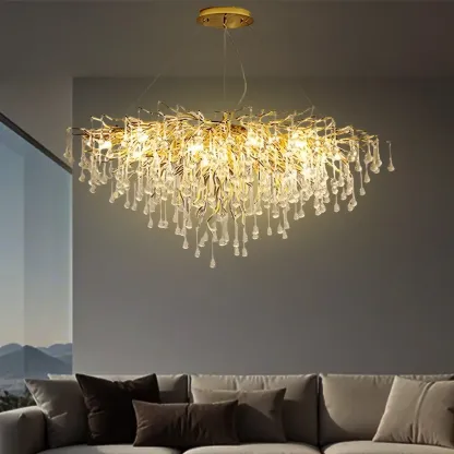 Modern Crystal Chandelier with Gold Branches for Dining Room Image - 3